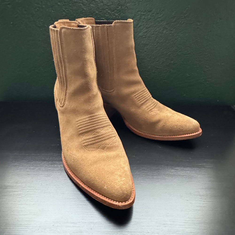 TECOVAS Latte Suede "Taylor" Cowgirl Boots - 9.5B - XLNT - Picture 2 of 13